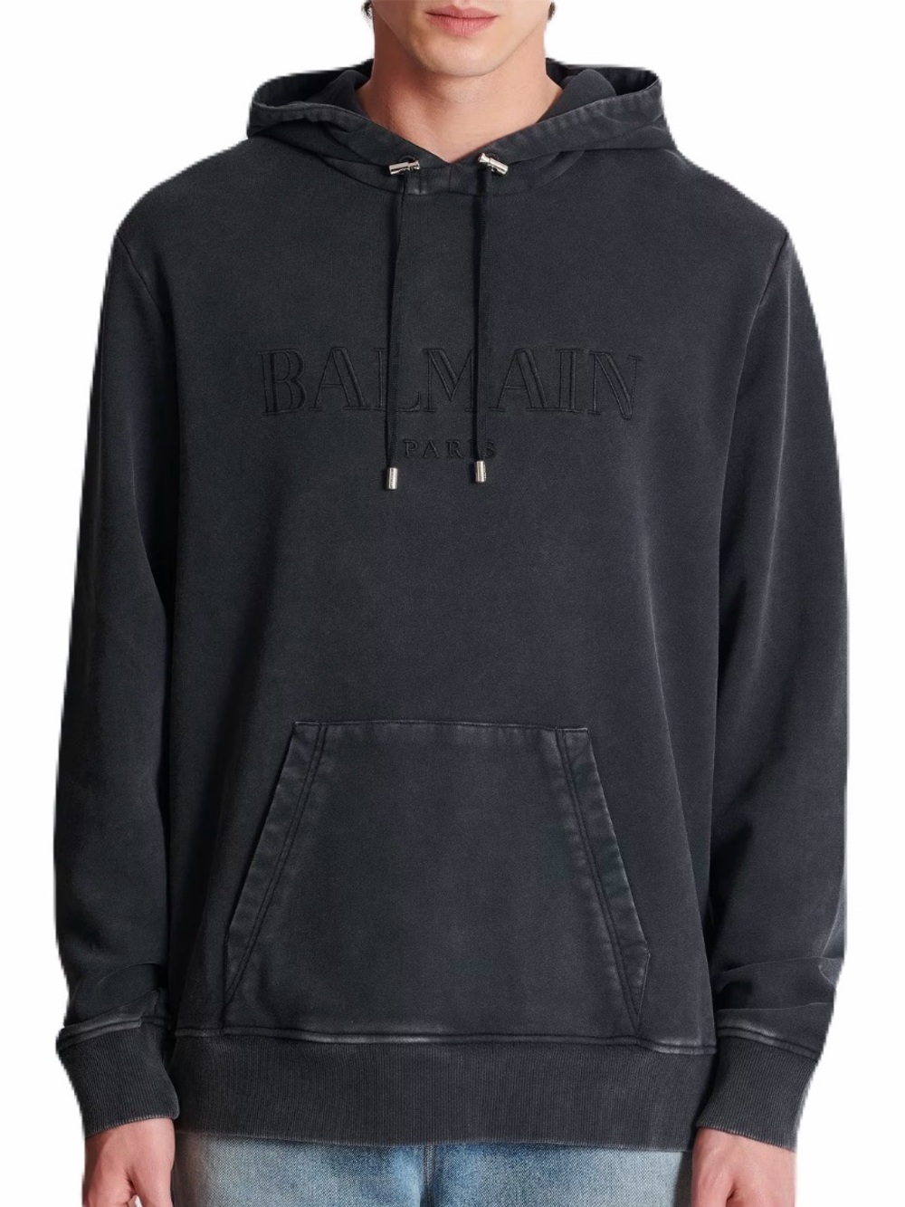 Balmain logo-embroidered cotton hoodie